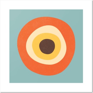 Evil Eye Orange Brown Mid Century Modern Retro Posters and Art